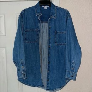 Denim Boyfriend Shirt- Long-sleeve Button Down